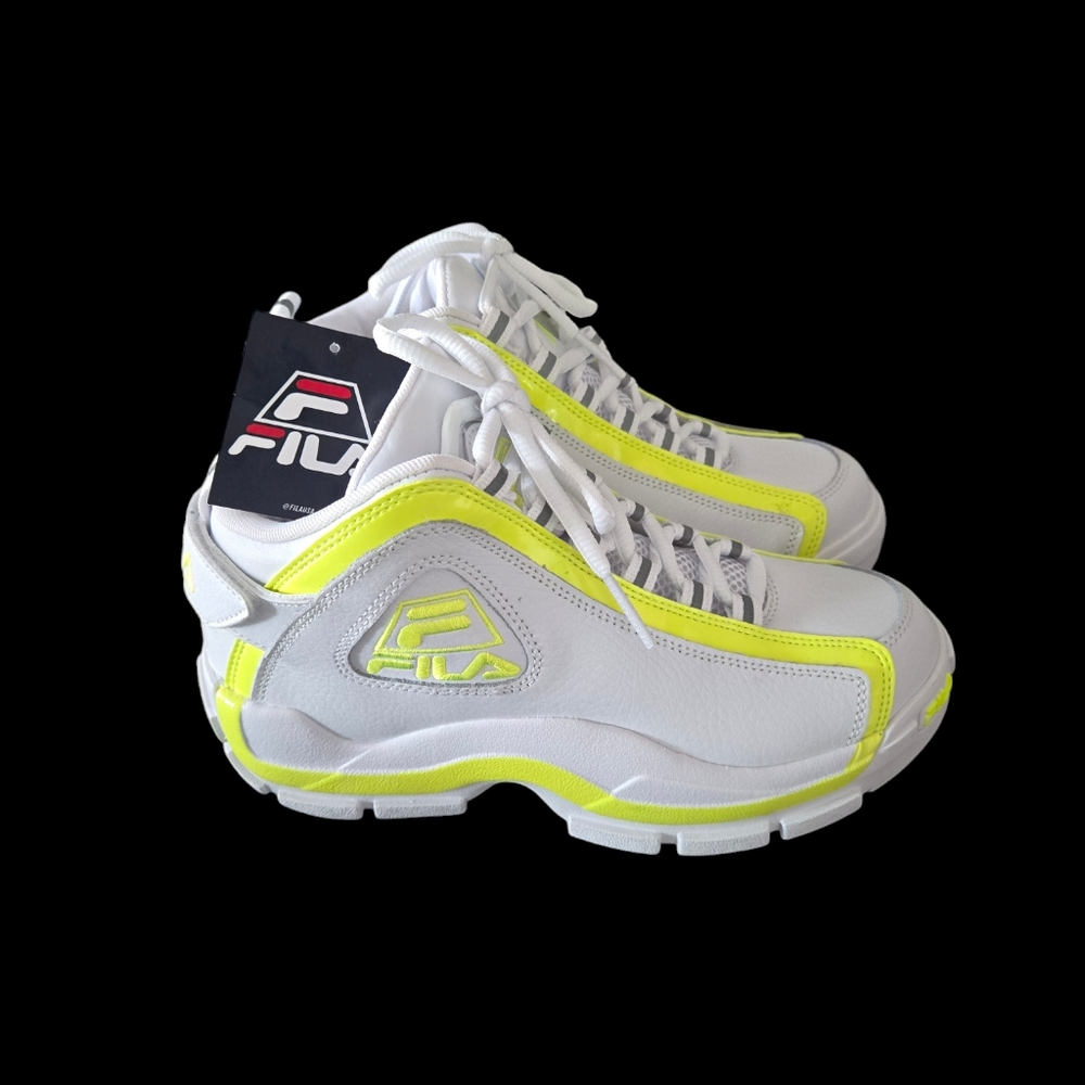 NWT Women's Fila Grant Hill 2, White/Yellow Leather Basketball Tennis Shoes Size